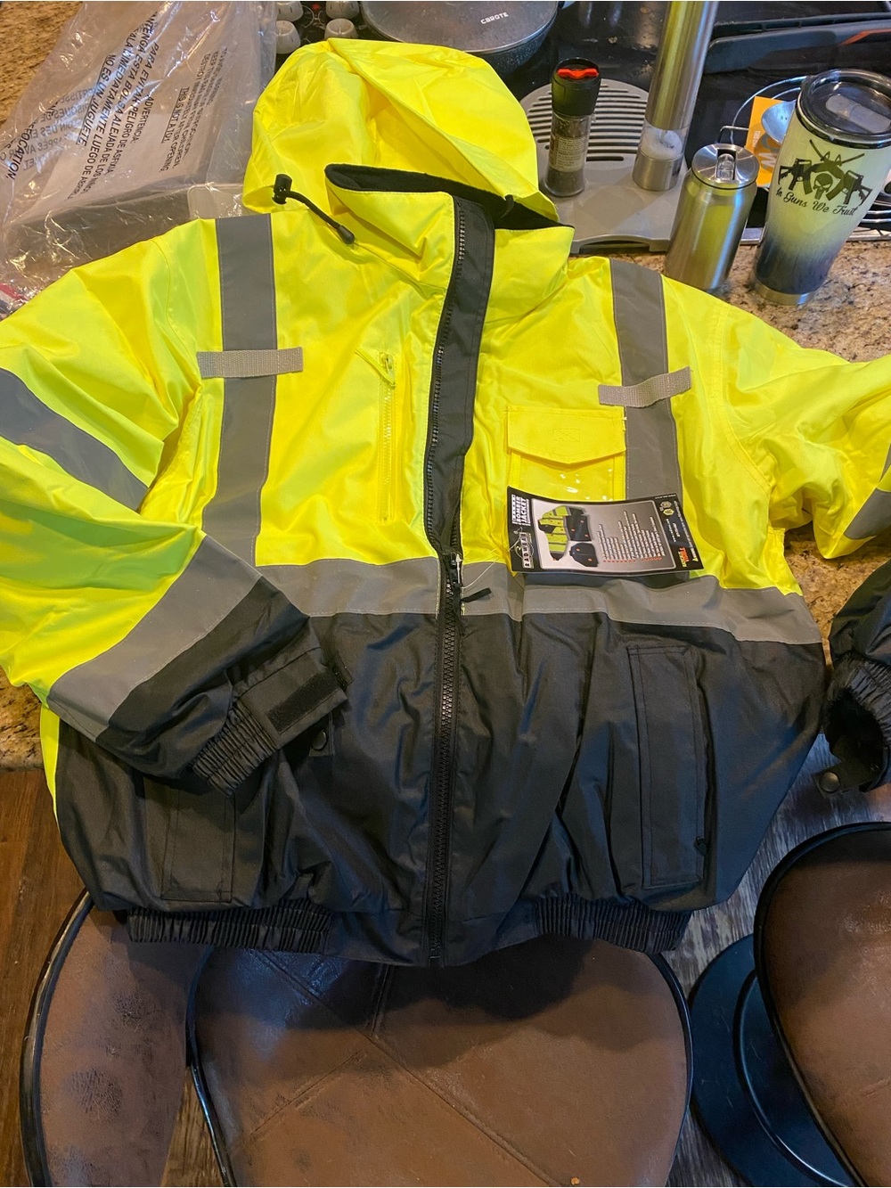 3-In-1 Deluxe High Visibility Bomber Jacket in Green/Black Bottom